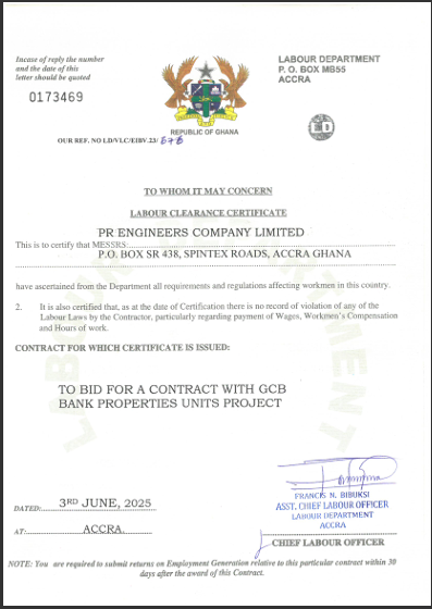 PR Labour Certificate