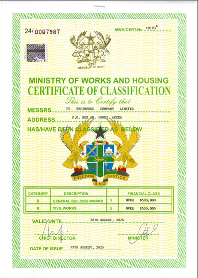 PR Works and Housing Certificate